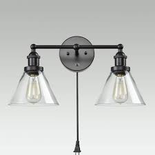 To illuminate and to save space. 1 2 Lights Plug In On Off Switch Wall Sconce With Funnel Flared Clear Glass Shade Vintage Industrial Wall Lamp Light Fixture Heparts