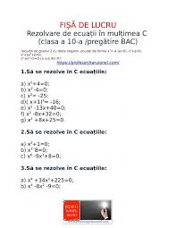 Cazuri particulare de ecuatii de gradul ii. Rezolvare De EcuaÈ›ii In MulÈ›imea Numerelor Complexe C Clasa A 10 A PregÄƒtire Bac EcuaÈ›ii Bipatrate EcuaÈ›ii Cu Delta Negativ Https Profesorjitaruionel Com 2018 11 15 Rezolvare De Ecuatii In Multimea Numerelor Complexe C Rezolvare De Ecuatii