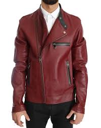 New 6600 Dolce Gabbana Jacket Red Leather Biker Coat Deerskin Eu44 Us34 Xs 8058349991857 Ebay Red Leather Jacket Men Leather Jacket Fur Leather Jacket