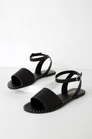Black Ankle Strap Sandals Flat Leeah Black Studded Flat Ankle Strap Sandals Studded Flats Ankle Strap Sandals Strap Sandals