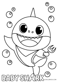 Baby shark party supplies ,tasipa 70pcs birthday decorations for kids, includes 1 big cake topper, 24 cupcake toppers, 4 shark balloons with ribbon, 1 happy birthday banner ,6 shark masks,10 swirl decorations and 24 shark stickers, cute shark theme birthday party supplies for baby. Free Printable Baby Shark Coloring Pages For Kids In 2021 Shark Coloring Pages Cartoon Coloring Pages Cool Coloring Pages