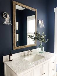 Deep Blue Bathroom Paint Color Powder Room Decor Bonus Bathroom Inspiration Half Bath Inspi Bathroom Paint Colors Blue Powder Room Decor Blue Bathroom Paint