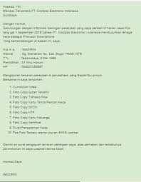 Bersamaan dengan surat lamaran pekerjaan di atas saya sangat berharap bapak/ibu bisa meluangkan sedikit waktunya untuk melakukan tes atau. Contoh Surat Lamaran Pekerjaan Di Pt Pungkook Bagi Contoh Surat