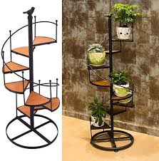 Flower Pot Shelves Black Metal Spiral Staircase Design Display Holders 8 Tier 57cm European Retro Home Desk Home Decor Vases House Plants Decor Staircase Decor