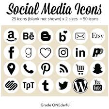 Black And White Social Media Icons For Email Signature White Social Media Iconsyou Can Buy These Icons As Part Of A Bundled Set Link Is Below There Are Two Sizes Of Icons 50 Px And 4