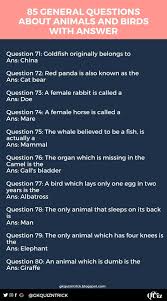 100 plus science trivia questions and answers for the kids Quiz Questions And Answers On Birds And Animals Quiz Questions And Answers