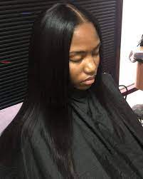 Basic Sew In With Middle Part Leave Out Middle Part Bob Quick Weave Leave Out Basic B Quick Weave Hairstyles Straight Weave Hairstyles Sew In Hairstyles