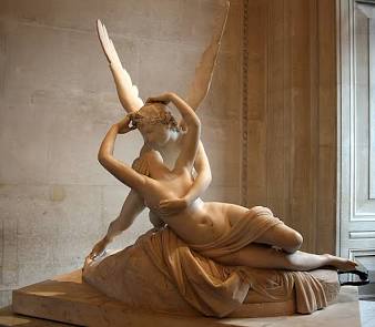 Psyche Revived by Cupid's Kiss (Antonio Canova, 1793), AI generated