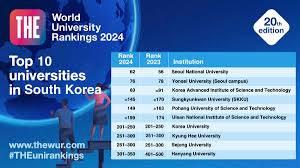 🌟 Top 10 Universities in South Korea! Seoul National University is the highest-ranked university in South Korea, coming 62nd in the largest edition of THE's World University Rankings. South Korea is one