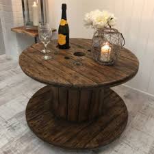 Cable reel table the wedding event creators reclaimed coffee wooden spool tables drum upcycled on hair pin legs 79cm fiddes rugger brown furniture woodworking outdoor infinity home living room diy cogsmith industrial up cycled retrospec with stenciljng and branched lighting dining. Coffee Table Cable Drum Reclaimed Table Cogsmith