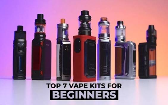 Lineup of top 7 starter vape kits and mod devices on a reflective surface Beginner guide by VapeFeat