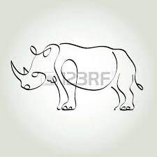 Rhinoceros In Minimal Style Vector Line Rhino Tattoo Animal Line Drawings Small Rhino Tattoo