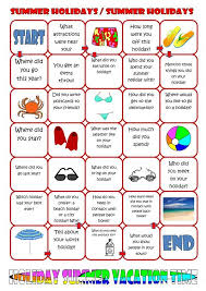 Board Game Summer Holiday English Games Board Games Holiday Worksheets