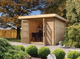 Gartenhaus flachdach ➤ neu durchdacht! Woodfeeling Gartenhaus Bastrup 3 Blockbohlenbauweise Natur Tur Classic
