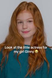 Gracie Cochrane — the new Ginny Weasley! She seems outgoing, athletic, and  already has stage & screen experience 💚