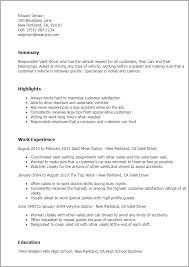 Valet Driver Resume Template Best Design Tips Myperfectresume