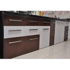 For dry baking ingredients, a set with a chalkboard decal reveals what's inside, from white or brown sugar to cornmeal and flour. Brown And White Modern Kitchen Cabinet Rs 1350 Square Feet Amicus Interior Id 16169249155