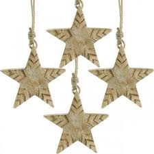 Check spelling or type a new query. Star Mango Wood Nature Golden Christmas Tree Decorations 12cm 4pcs 00102 Buy Online