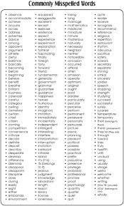 Commonly Misspelled Words Free Printable Commonly Misspelled Words Misspelled Words Words