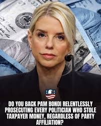 Do you? #PayAttention C7 SOITE H1A SNTVE E シ1台 DO YOU BACK PAM BONDI  RELENTLESSLY PROSECUTING EVERY POLITICIAN WHO STOLE XPP MONEY, REGARDLESS  OF PARTY AFFILIATION?