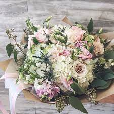 Soft Colors Mixed Large Bouquet With Blush Roses White Hydrangea And Eucaliptus Flower Bouquet Wedding Beautiful Flower Arrangements Wedding Flowers