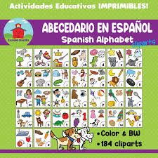 Alfabetos m) · letras pl f · abecedario m (plural: Abecedario En Espanol Spanish Alphabet Clipart Etsy