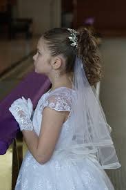 Online shopping for first communion veils from a great selection at clothing, shoes & jewelry store. First Communion Rhinestone Hair Vine And Veil Combo The Headband Can Either Tie In Back With R First Communion Hairstyles Kids Hairstyles Communion Hairstyles