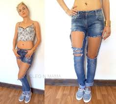Fermeture par bouton et zip.passants de ceinture. Jeans Dechire Femme Swag