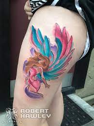 Explore • art • body art • tattoos • watercolor tattoos. Watercolor Angel Tattoo By Robert Hawley Orlando Fl Www Ascensiontattoo Com Instagram Chrometoaster Tattoos Watercolor Angel Instagram Artist