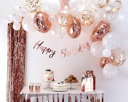 Rose Gold Happy Birthday Decoration Rose Gold 21st Birthday Party Ideas Decor 16th 18th Rose Gold Birthday Party Banner Sign Gold Birthday Party 21st Birthday Decorations Birthday Decorations