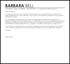 Tutor Cover Letter Sample Cover Letter Templates Examples