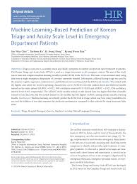 I've been avoiding going down the tips for terrorism route because, well, denial ain't just a river. Pdf Machine Learning Based Prediction Of Korean Triage And Acuity Scale Level In Emergency Department Patients