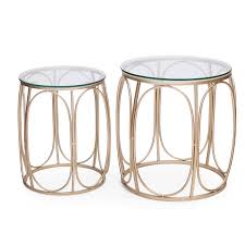 The pretty pair of unique side tables features a shiny gold finish for a classy, high fashion look. Adeco Round Nesting Accent Side Set Of 2 Gold End Tables Buy Online In Angola At Angola Desertcart Com Productid 55288016