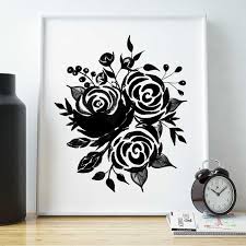 Black And White Floral Framed Art Black Roses Print Black And White Art Gothic Rose Floral Etsy Floral Prints Art Floral Wall Art White Art