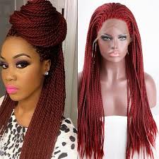 Split the hair into three sections, holding the hair a fishtail braid is made by splitting the hair in half then peeling off small sections from each side and. Long Red Braided Lace Front Braids Hair Heat Resistant Synthetic For Woman Wigs Ebay