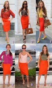 Ttf Fashion Staples Series Month 21 Summary September Twist Sydne Style Orange Skirt Outfit Orange Pencil Skirts Red Skirts