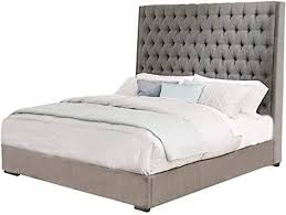 Benjara Wooden Eastern King Size Bed With Diamond Button Tufted Details Gray In 2020 California King Size Bed King Size Bed King Storage Bed