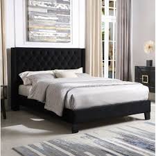 Free shipping on orders over $49. Brassex Jia Upholstered Standard Bed Black Upholstered Bed Black Bed Frame Bed Decor