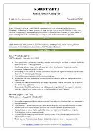 private caregiver resume samples