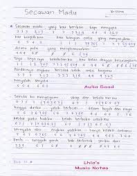 Not Angka Secawan Madu Lhia S Music Notes