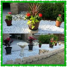 Pinterest Inspired Flowerbed I Made A Container Garden Replaced Mulch With White Ma Landscaping With Rocks Backyard Landscaping Designs Front Yard Landscaping