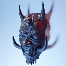 Japanese Oni Mask 3d Print Model Oni Mask Japanese Oni Mask Japanese Oni