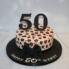 Created for a young lady celebrating her 21st birthday. Leopard Print 50th Cake Single Tier