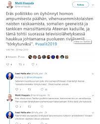 Archived 28 jun 2020 08:43:10 utc. Dmitry Gurbanov On Twitter Eilen Ylententissa Halla Aho Haukkui Etnonationalisteja Torkyturviksi Nyt Valienselvittely On Taas Alkanut Vaalit2019 Https T Co Avvtb3bvq1