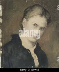 Portrait of Artist's Wife, Ralph Albert Blakelock, American, 1847-1919,  Watercolor, Cora Rebecca Bailey, portrait, wife, women Stock Photo