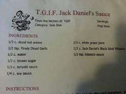 Tgif Jack Daniel S Sauce Sauce Jack Daniels Sauce Restaurant Recipes