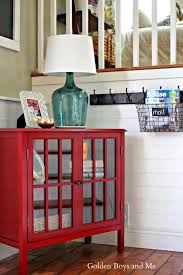 Entryway Makeover Red Cabinets Red Furniture Living Room Red