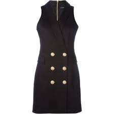 Balmain Double Breasted Blazer Dress Blazer Dress Sleeveless Short Dress Necklines For Dresses