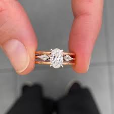 Introducing Nim With Open Kite Band This Perfect Pair Features Our Nim Moonstone Engagement Ring Set Double Band Engagement Ring Double Band Wedding Ring