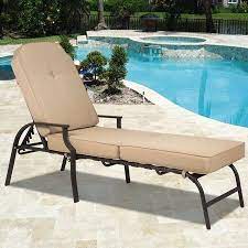 Best Choice Products Adjustable Outdoor Chaise Lounge Chair For Patio Poolside W Uv Resistant Cushion Brown Beige Walmart Com In 2021 Pool Lounge Chairs Pool Chairs Outdoor Chaise Lounge Chair